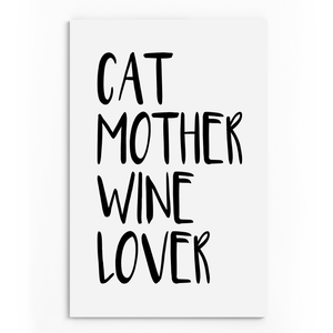 Cat Mother Wine Lover | Wandbild | White Edition - MegaCat