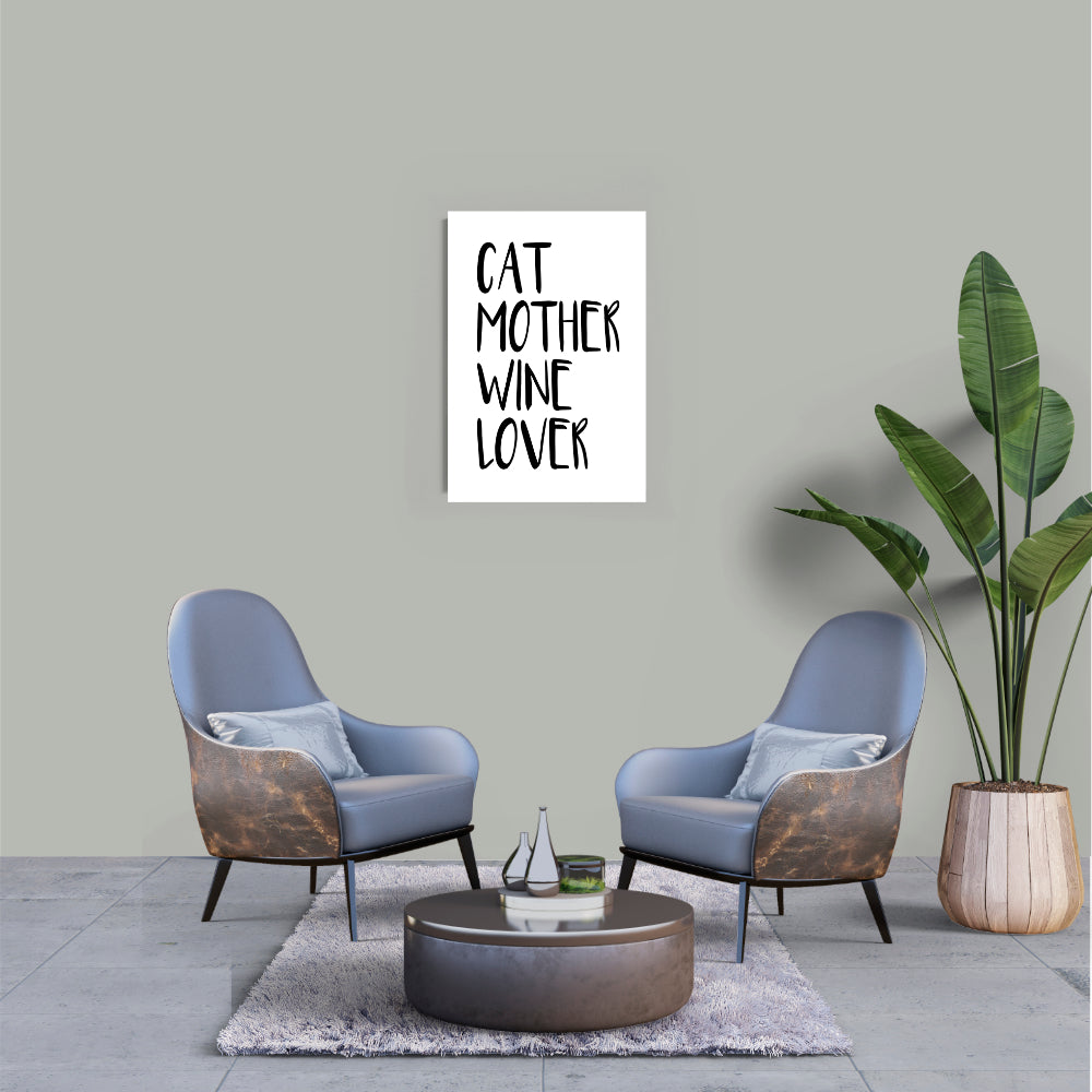 Cat Mother Wine Lover | Wandbild | White Edition - MegaCat