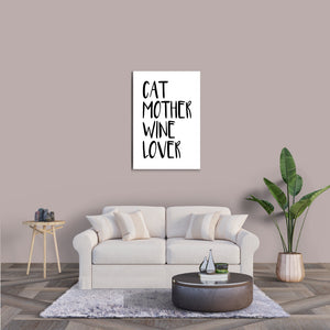 Cat Mother Wine Lover | Wandbild | White Edition - MegaCat