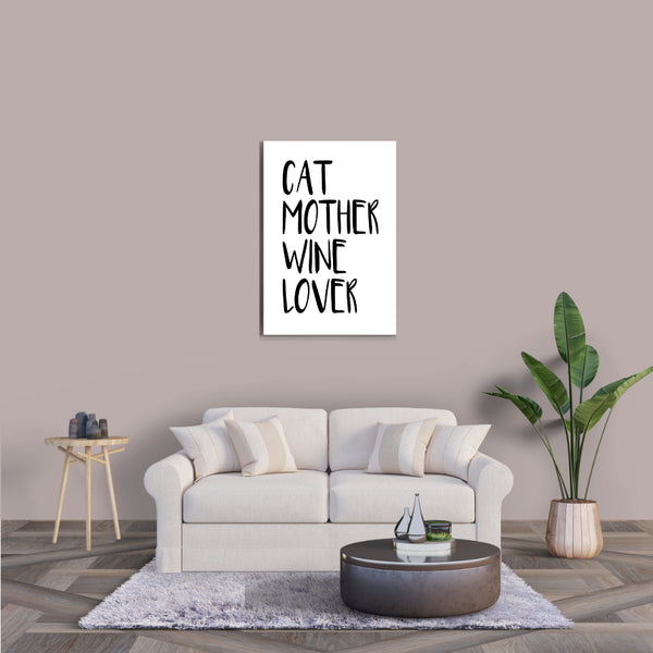 Cat Mother Wine Lover | Wandbild | White Edition - MegaCat